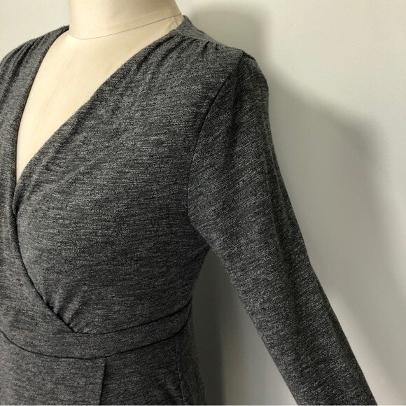 Athleta Dress Womens Small Gray Heathered Wrap It Up Long Sleeve Knit Surplice - Picture 5 of 16
